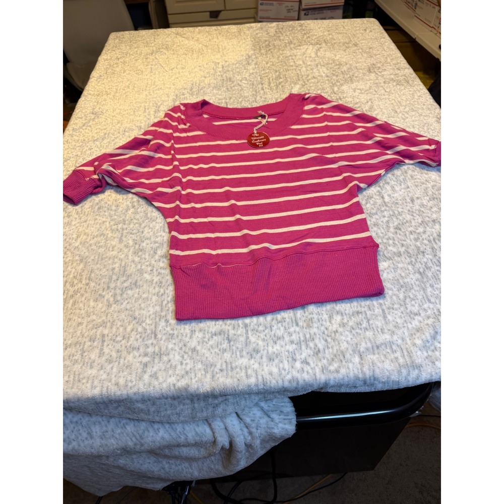 Poor women's size smallPink White Striped Dolman Sleeve Sweater NWT